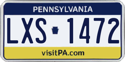 PA license plate LXS1472