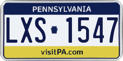 PA license plate LXS1547