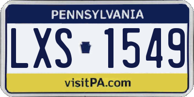 PA license plate LXS1549