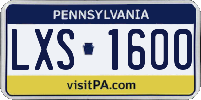 PA license plate LXS1600