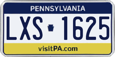 PA license plate LXS1625