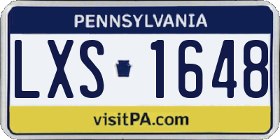 PA license plate LXS1648