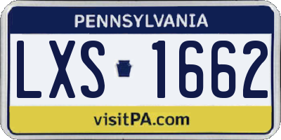 PA license plate LXS1662
