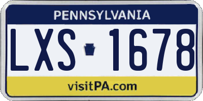 PA license plate LXS1678