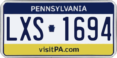 PA license plate LXS1694