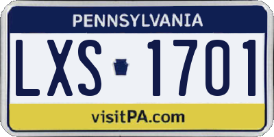 PA license plate LXS1701