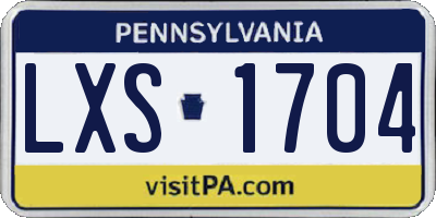 PA license plate LXS1704