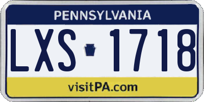 PA license plate LXS1718