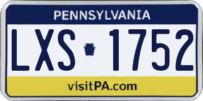 PA license plate LXS1752