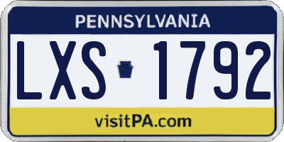 PA license plate LXS1792