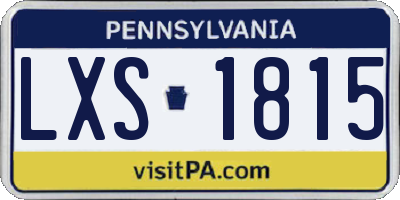 PA license plate LXS1815