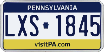 PA license plate LXS1845