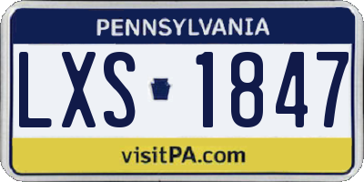 PA license plate LXS1847