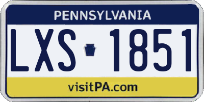 PA license plate LXS1851