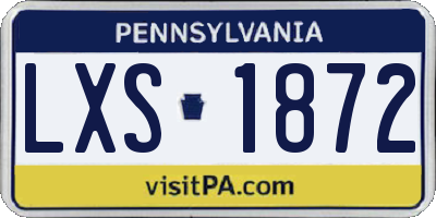 PA license plate LXS1872