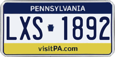 PA license plate LXS1892