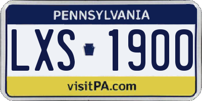 PA license plate LXS1900