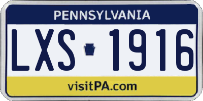 PA license plate LXS1916