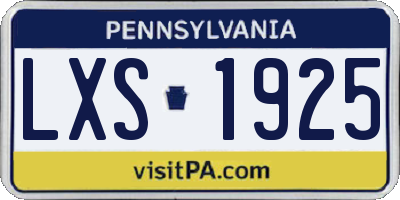 PA license plate LXS1925