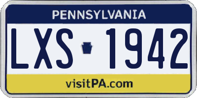 PA license plate LXS1942