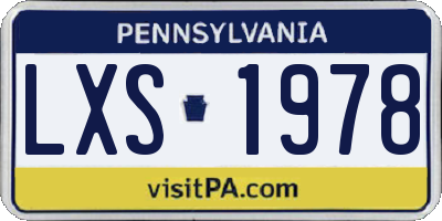 PA license plate LXS1978