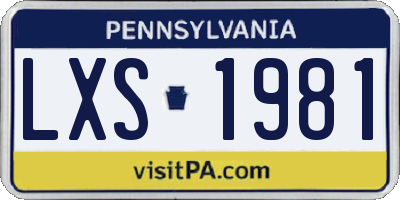 PA license plate LXS1981