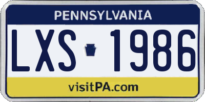 PA license plate LXS1986