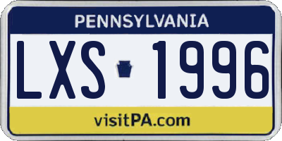 PA license plate LXS1996