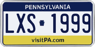 PA license plate LXS1999