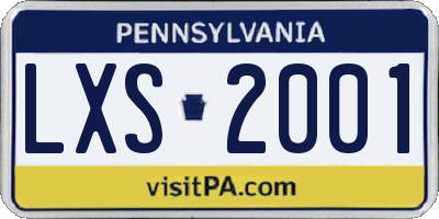PA license plate LXS2001