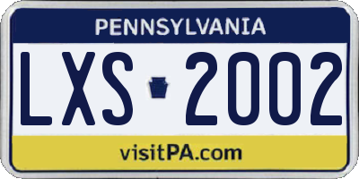 PA license plate LXS2002