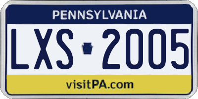 PA license plate LXS2005