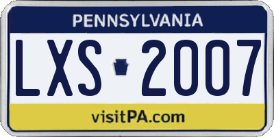 PA license plate LXS2007