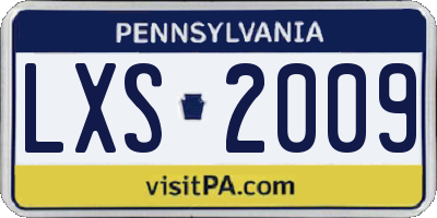 PA license plate LXS2009