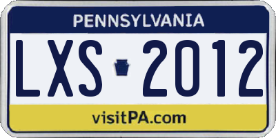PA license plate LXS2012