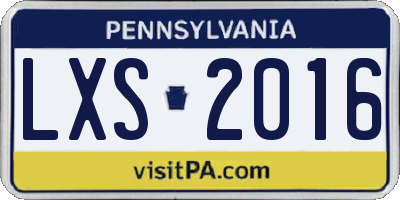 PA license plate LXS2016