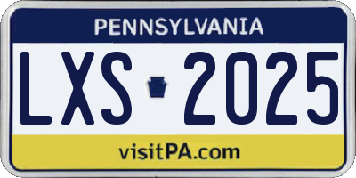 PA license plate LXS2025