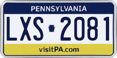 PA license plate LXS2081