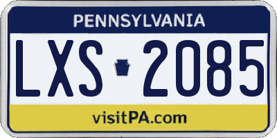 PA license plate LXS2085
