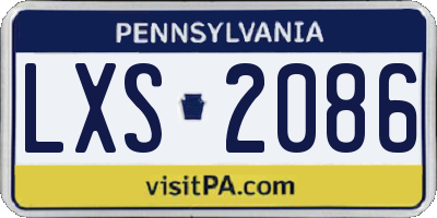 PA license plate LXS2086