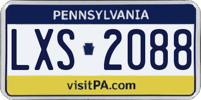 PA license plate LXS2088