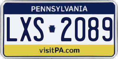 PA license plate LXS2089