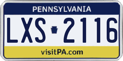 PA license plate LXS2116