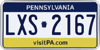 PA license plate LXS2167