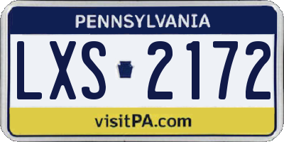 PA license plate LXS2172