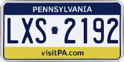 PA license plate LXS2192