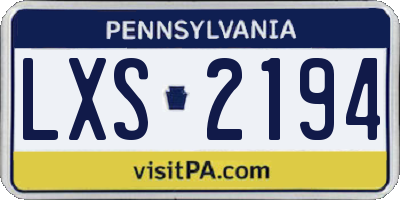 PA license plate LXS2194