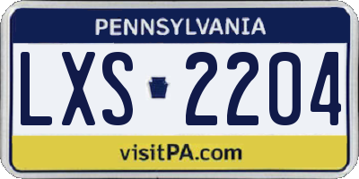 PA license plate LXS2204