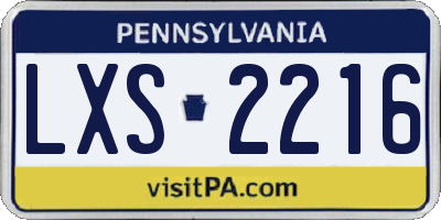 PA license plate LXS2216