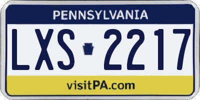 PA license plate LXS2217